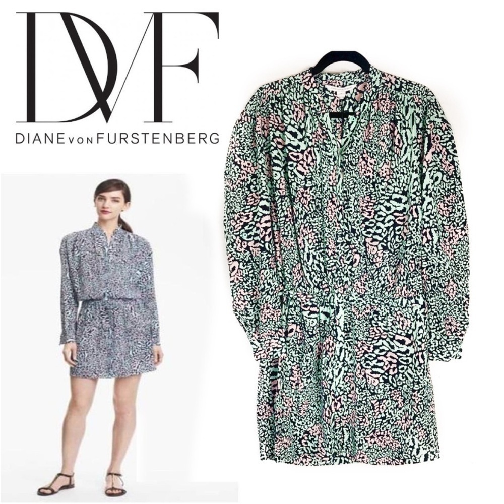 Diane Von Furstenberg Deandra Silk Leopard print dress Sz14